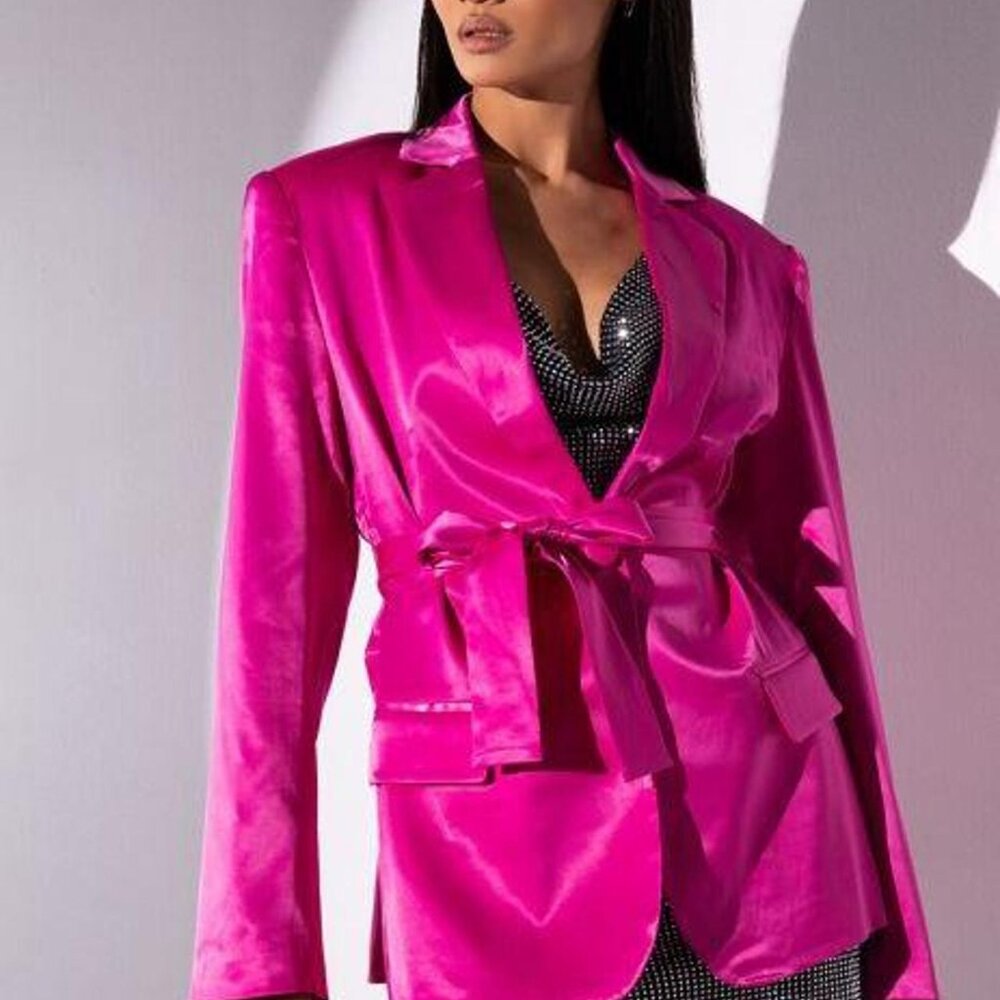 Azalea Wang Hot Pink Tie Front Blazer | Large